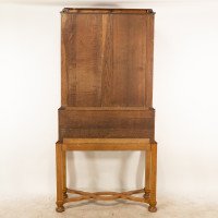 Charles Spooner Arts & Crafts Oak Secretaire Cabinet with Serpentine Stretchers - Thumbnail 19
