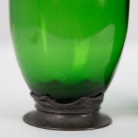 Osiris Pewter. A Pair of Art Nouveau Pewter & Green Glass Vases with Frog Decor - Thumbnail 14
