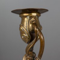 A Nice Quality Pair of English Art Nouveau Candlesticks with Flowing Organic Decor - Thumbnail 12