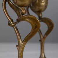 A Nice Quality Pair of English Art Nouveau Candlesticks with Flowing Organic Decor - Thumbnail 15