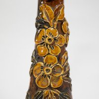 Longpark Pottery Torquay. A Pair of Rustic Ceramic Vases with Applied Floral Decoration - Thumbnail 9