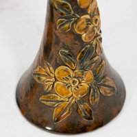 Longpark Pottery Torquay. A Pair of Rustic Ceramic Vases with Applied Floral Decoration - Thumbnail 15
