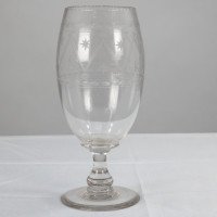 Large Aesthetic Movement Celery Glass Vase, Hand Blown & Engraved, c.1885 - Thumbnail 2