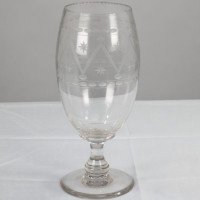 Large Aesthetic Movement Celery Glass Vase, Hand Blown & Engraved, c.1885 - Thumbnail 3