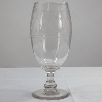 Large Aesthetic Movement Celery Glass Vase, Hand Blown & Engraved, c.1885 - Thumbnail 4