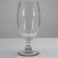 Large Aesthetic Movement Celery Glass Vase, Hand Blown & Engraved, c.1885 - Thumbnail 5