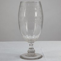 Large Aesthetic Movement Celery Glass Vase, Hand Blown & Engraved, c.1885 - Thumbnail 7
