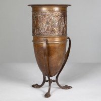 An unusual Arts & Crafts style copper vase decorated with woodland scene - Thumbnail 2