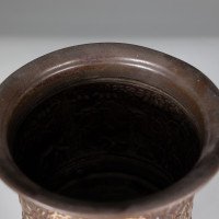 An unusual Arts & Crafts style copper vase decorated with woodland scene - Thumbnail 6
