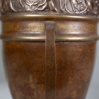 An unusual Arts & Crafts style copper vase decorated with woodland scene - Thumbnail 12
