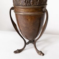 An unusual Arts & Crafts style copper vase decorated with woodland scene - Thumbnail 14