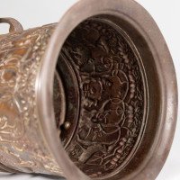 An unusual Arts & Crafts style copper vase decorated with woodland scene - Thumbnail 13