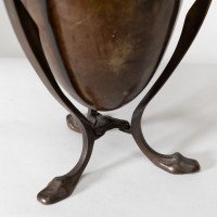 An unusual Arts & Crafts style copper vase decorated with woodland scene - Thumbnail 16