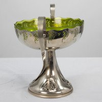 WMF. Art Nouveau Silver-plated Centrepiece with Whiplash Handles & Glass Liner - Thumbnail 3