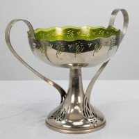 WMF. Art Nouveau Silver-plated Centrepiece with Whiplash Handles & Glass Liner - Thumbnail 4