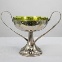 WMF. Art Nouveau Silver-plated Centrepiece with Whiplash Handles & Glass Liner - Thumbnail 5