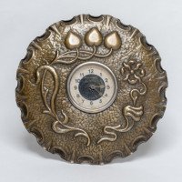 A Little Arts & Crafts Copper Table Clock in the Shape of a Flower Head - Thumbnail 2