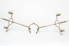 A Pair of Arts & Crafts Brass Twin Branch Candelabras with Adjustable Height - Thumbnail 6