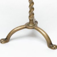 A Pair of Arts & Crafts Brass Twin Branch Candelabras with Adjustable Height - Thumbnail 13