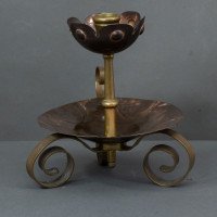 Benham & Froud. Pair of Arts & Crafts Copper Night Candle Holder W. Flower Head - Thumbnail 3