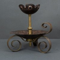 Benham & Froud. Pair of Arts & Crafts Copper Night Candle Holder W. Flower Head - Thumbnail 5
