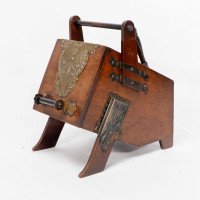 Dr. Christopher Dresser, Aesthetic Movement Walnut Coal Box with Brass Panels - Thumbnail 3