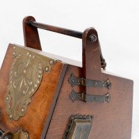 Dr. Christopher Dresser, Aesthetic Movement Walnut Coal Box with Brass Panels - Thumbnail 15