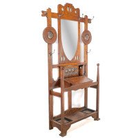 Shapland & Petter. An Arts & Crafts Oak Hallstand with Mirror & Copper Panel
