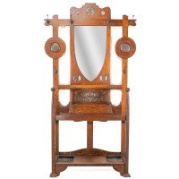 Shapland & Petter. Arts & Crafts Oak Hallstand with Mirror & Copper Panel - Thumbnail 2