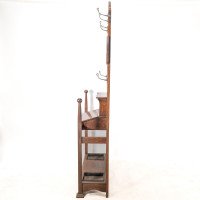 Shapland & Petter. Arts & Crafts Oak Hallstand with Mirror & Copper Panel - Thumbnail 4