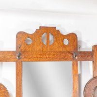 Shapland & Petter. Arts & Crafts Oak Hallstand with Mirror & Copper Panel - Thumbnail 7