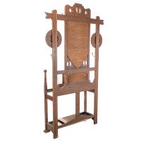 Shapland & Petter. Arts & Crafts Oak Hallstand with Mirror & Copper Panel - Thumbnail 12