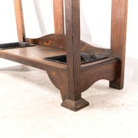 Shapland & Petter. Arts & Crafts Oak Hallstand with Mirror & Copper Panel - Thumbnail 11