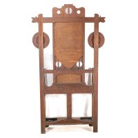 Shapland & Petter. Arts & Crafts Oak Hallstand with Mirror & Copper Panel - Thumbnail 13