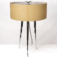 Gerald Thurston in the Style Of. A Mid-Century Tripod Polished Steel Table Lamp - Thumbnail 2