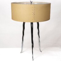 Gerald Thurston in the Style Of. A Mid-Century Tripod Polished Steel Table Lamp - Thumbnail 4