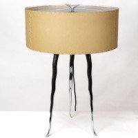 Gerald Thurston in the Style Of. A Mid-Century Tripod Polished Steel Table Lamp - Thumbnail 3