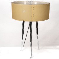 Gerald Thurston in the Style Of. A Mid-Century Tripod Polished Steel Table Lamp - Thumbnail 5
