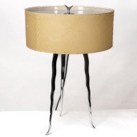 Gerald Thurston In the style of a Mid-Century Tripod Polished Steel Table Lamp - Thumbnail 6