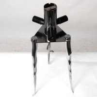 Gerald Thurston in the Style Of. A Mid-Century Tripod Polished Steel Table Lamp - Thumbnail 14