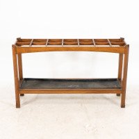 Arts & Crafts Oak Stick & Umbrella Stand with Fourteen Sections - Thumbnail 2