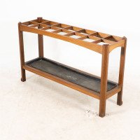 Arts & Crafts Oak Stick & Umbrella Stand with Fourteen Sections - Thumbnail 3