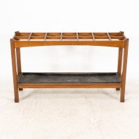Arts & Crafts Oak Stick & Umbrella Stand with Fourteen Sections - Thumbnail 5