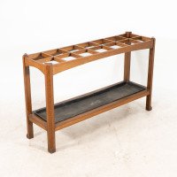 Arts & Crafts Oak Stick & Umbrella Stand with Fourteen Sections - Thumbnail 6