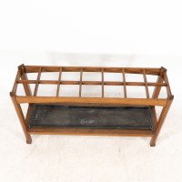 Arts & Crafts Oak Stick & Umbrella Stand with Fourteen Sections - Thumbnail 9