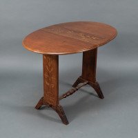 Thomas Jeckyll, attributed. Subtle Anglo-Japanese Style Drop Leaf Oak Occasional Table - Thumbnail 2