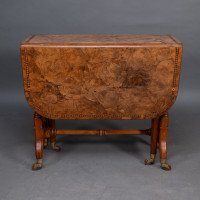 Charles Bevan for Marsh & Jones, Gothic Revival Burr Walnut Sutherland Table. - Thumbnail 3