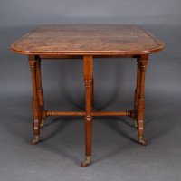 Charles Bevan for Marsh & Jones, Gothic Revival Burr Walnut Sutherland Table. - Thumbnail 10