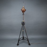 W. A. S. Benson. An Extremely Rare Arts & Crafts Iron Telescopic Standard or Floor Lamp - Thumbnail 2