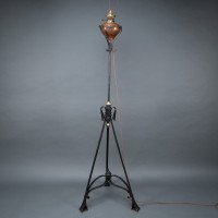 W. A. S. Benson. An Extremely Rare Arts & Crafts Iron Telescopic Standard or Floor Lamp - Thumbnail 3